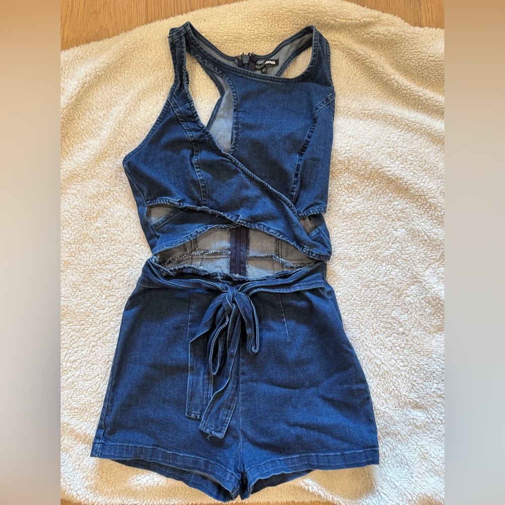 Fashion Nova Blue Denim Jumpsuit